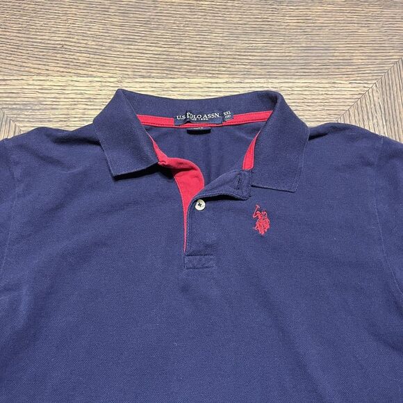 US‎ Polo Assn Boys Size XXL 18 Navy Blue Polo Shirt Red Pony - Picture 3 of 14
